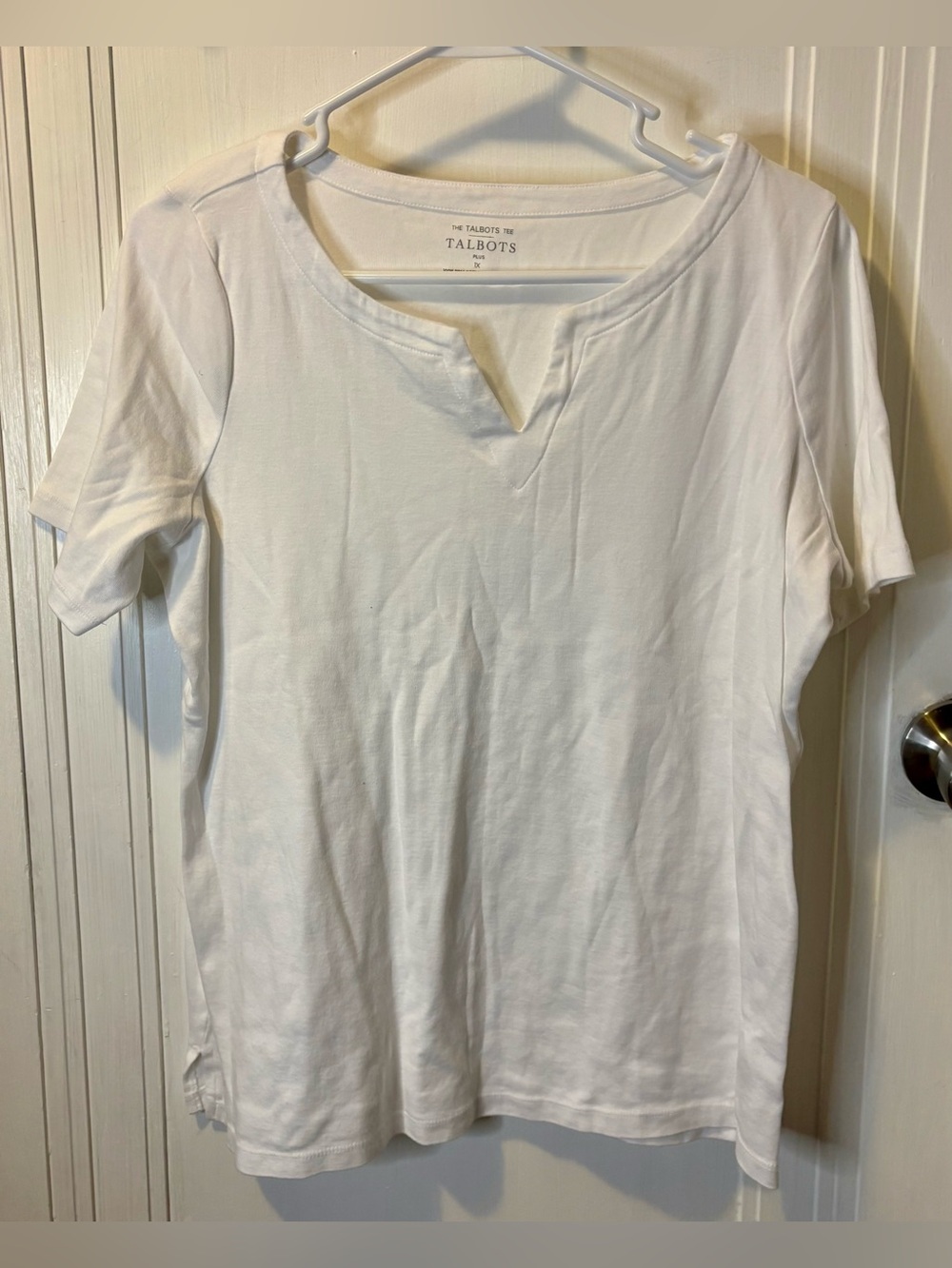 Talbots White Short-Sleeve Notch-Neck Tee